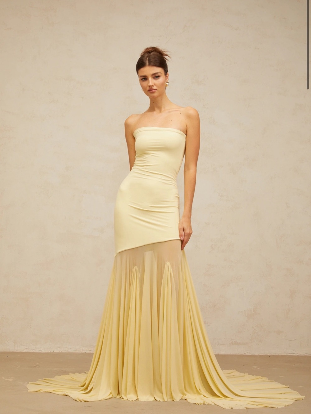 Josaine Strapless Yellow Evening Dress